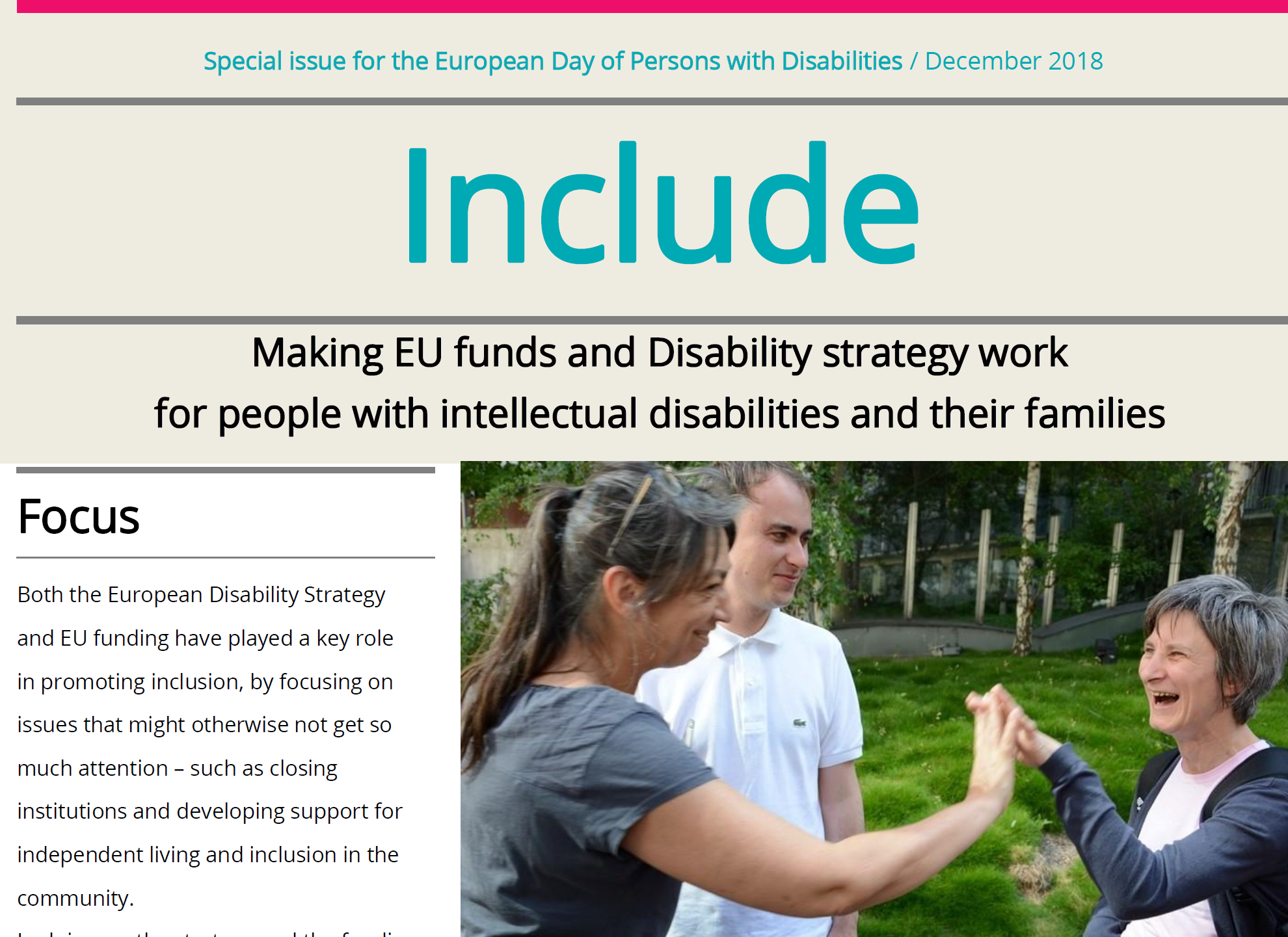 Include – special issue for the European Day of Persons with Disabilities 2018 conference